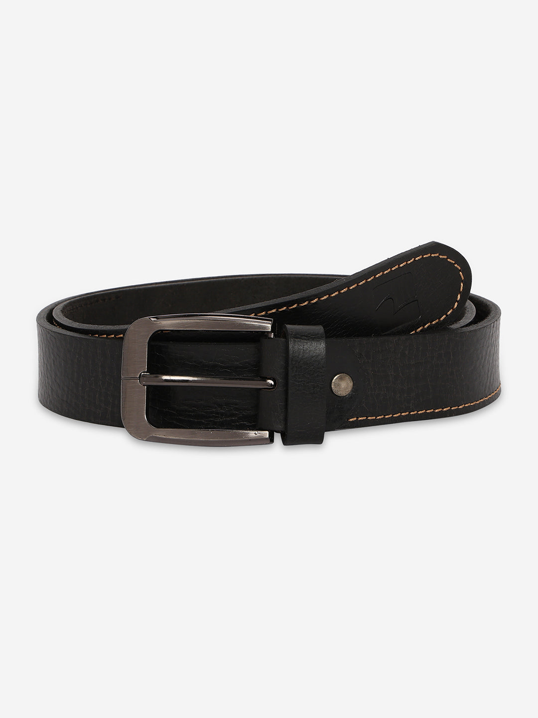 Spykar Men Black Genuine Leather Belt