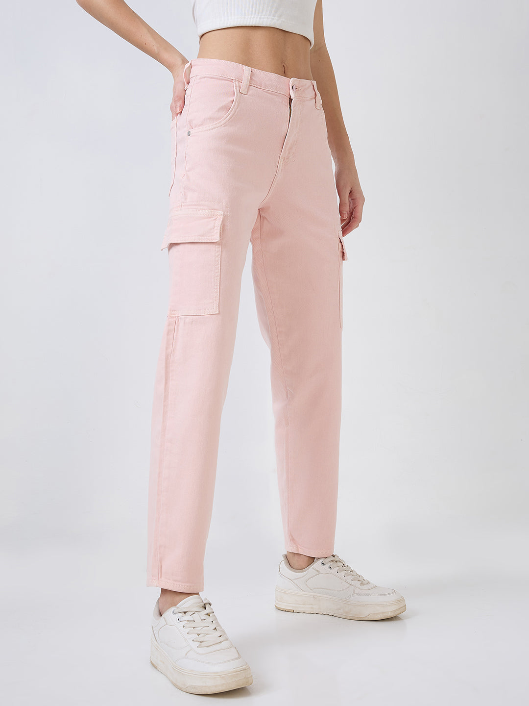 Spykar Pink Mom Fit Mid Rise Casual Jeans For Women
