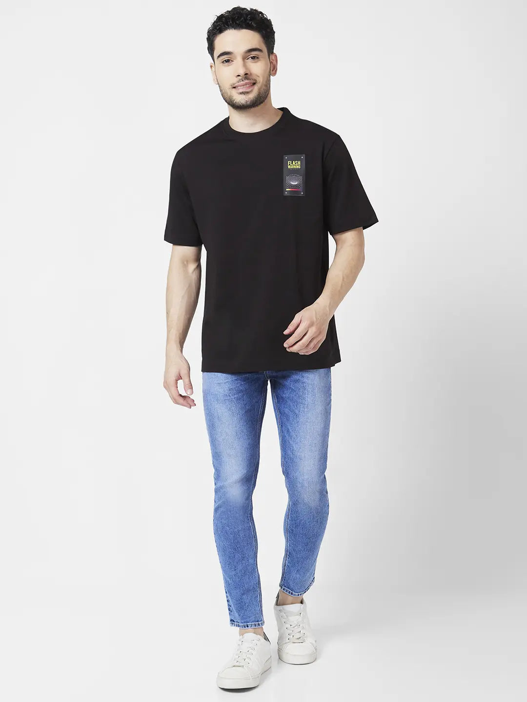 Spykar Men Mid Blue Cotton Stretch Slim Fit Narrow Length Clean Look Low Rise Jeans (Skinny)